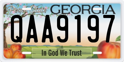GA license plate QAA9197