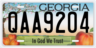 GA license plate QAA9204