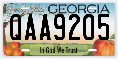 GA license plate QAA9205