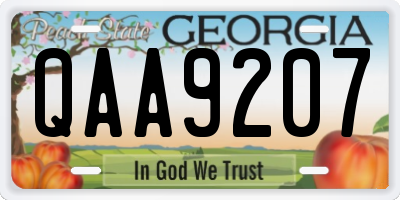 GA license plate QAA9207