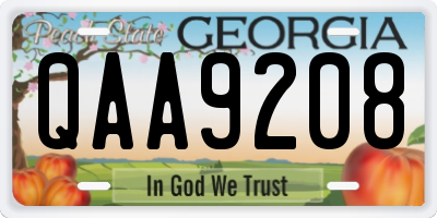 GA license plate QAA9208