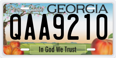 GA license plate QAA9210