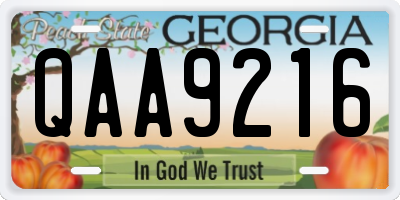 GA license plate QAA9216