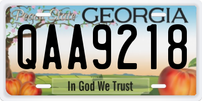 GA license plate QAA9218