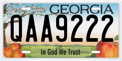 GA license plate QAA9222