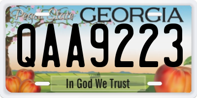 GA license plate QAA9223