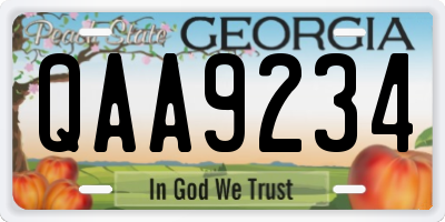 GA license plate QAA9234