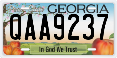 GA license plate QAA9237