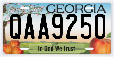 GA license plate QAA9250