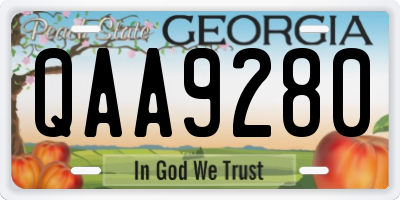 GA license plate QAA9280