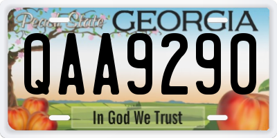 GA license plate QAA9290