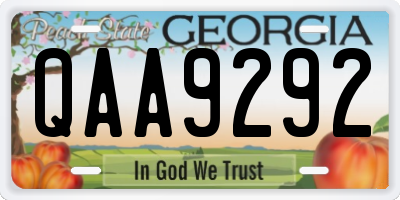 GA license plate QAA9292