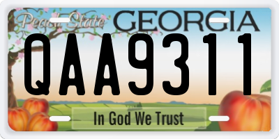 GA license plate QAA9311