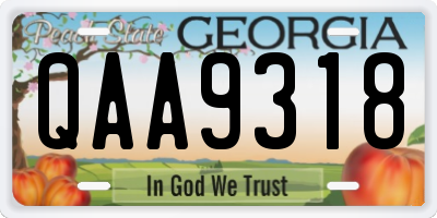 GA license plate QAA9318