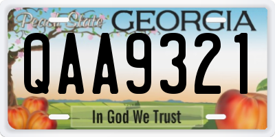 GA license plate QAA9321