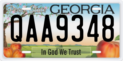 GA license plate QAA9348