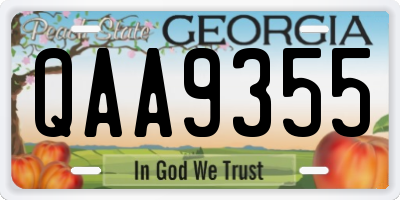 GA license plate QAA9355