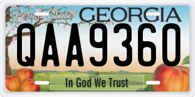 GA license plate QAA9360