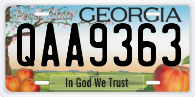 GA license plate QAA9363