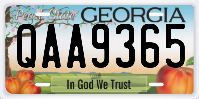 GA license plate QAA9365
