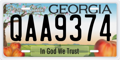GA license plate QAA9374