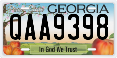 GA license plate QAA9398