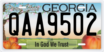GA license plate QAA9502