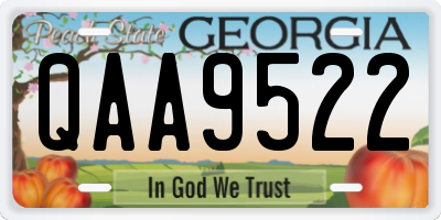 GA license plate QAA9522