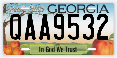 GA license plate QAA9532