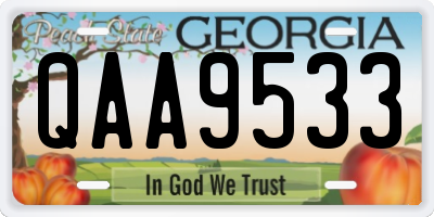 GA license plate QAA9533