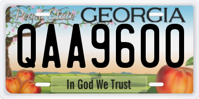 GA license plate QAA9600