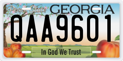 GA license plate QAA9601