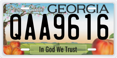 GA license plate QAA9616