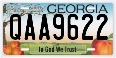 GA license plate QAA9622