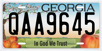 GA license plate QAA9645