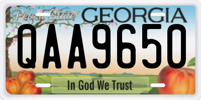 GA license plate QAA9650