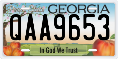 GA license plate QAA9653