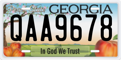 GA license plate QAA9678