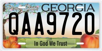 GA license plate QAA9720