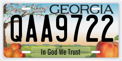GA license plate QAA9722