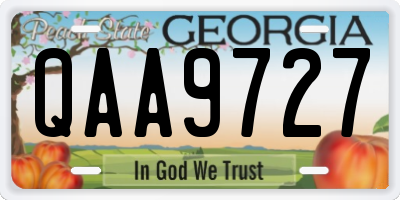 GA license plate QAA9727