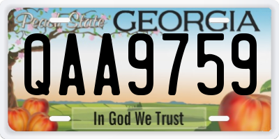 GA license plate QAA9759