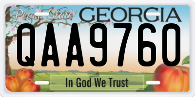 GA license plate QAA9760