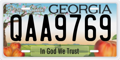 GA license plate QAA9769