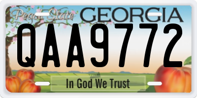 GA license plate QAA9772