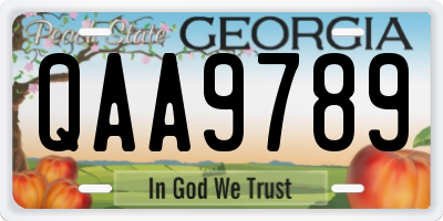GA license plate QAA9789