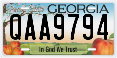 GA license plate QAA9794