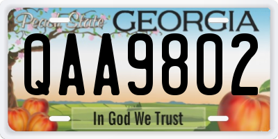 GA license plate QAA9802