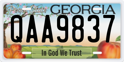 GA license plate QAA9837