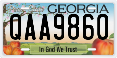 GA license plate QAA9860